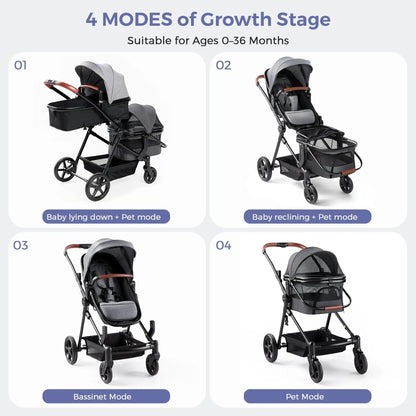 Momfann 3-in-1 Stroller Wagon for Kids & Pets