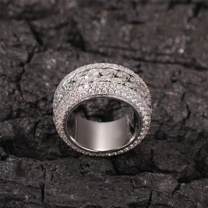 Micro-paved Cubic Zirconia Cuban Ring