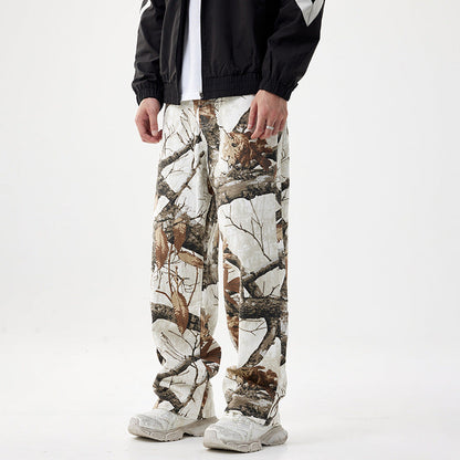 Straight Jeans Printed Fashion Wide-leg Casual Pants