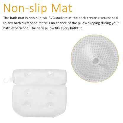 3D Mesh Bath Pillow Soft Waterproof SPA Headrest Bathtub Pillow With Backrest Suction Cup Neck Cushion Bathroom Accessories