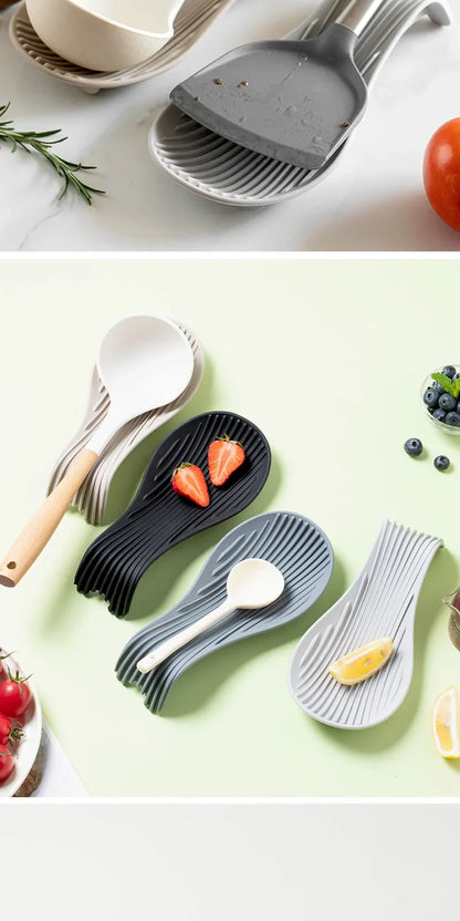 Silicone Kitchen Spoon Holder Tray for Spatulas and Cooking Utensils