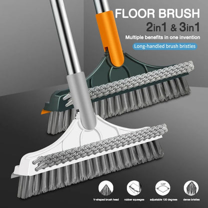 3 In 1 Cleaning Brush Cleaner Brush For Cleaning Bathroom Brush With Long Handle Rotating Floor Brush Crevice Brush