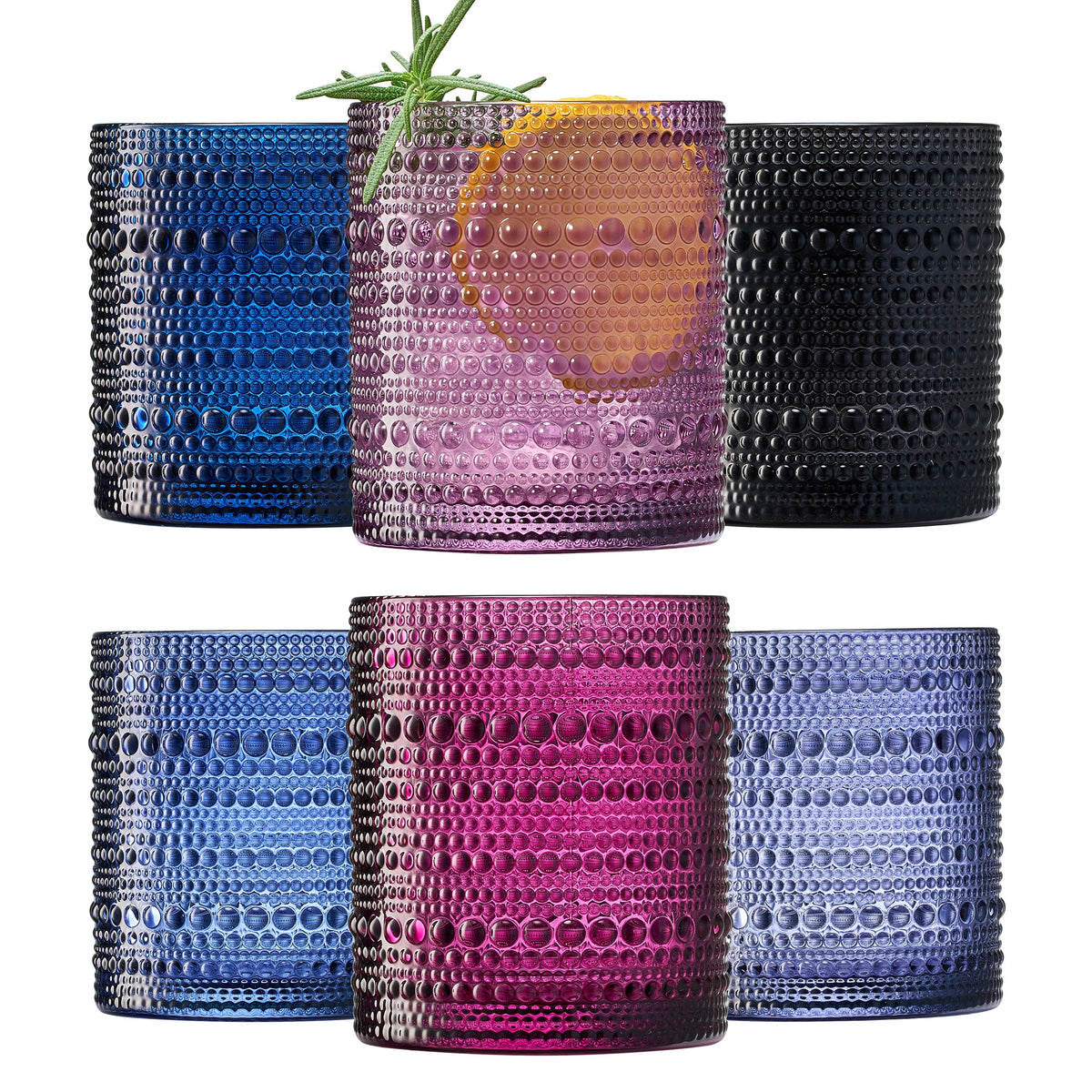 Fortuna Hobnail Lowball Glassware, Set of 6