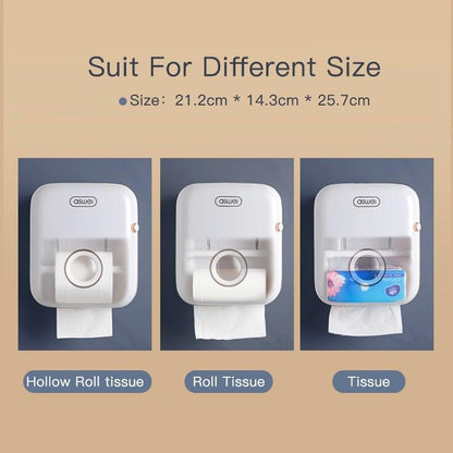 Toilet Paper Holder Stand Wall Mounted Waterproof Paper Towel Dispenser Holder Tissue Box Toilet Roll Holder For Toilet Paper Toilet Paper Roll Holder With Shelf And Drawer Adhesive Bathroom Tissue Box Holder Wall Mount Facial Toilet Tissue Paper Storage